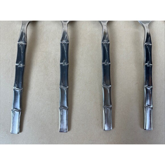 7pc VTG LIFETIME CUTLERY LC BAMBOO Pattern Stainless Teaspoon 6‎ 1/8” Japan - Picture 2 of 5